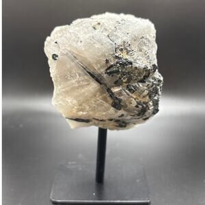 Amazing Tourmalinated Quartz Specimen on Stand